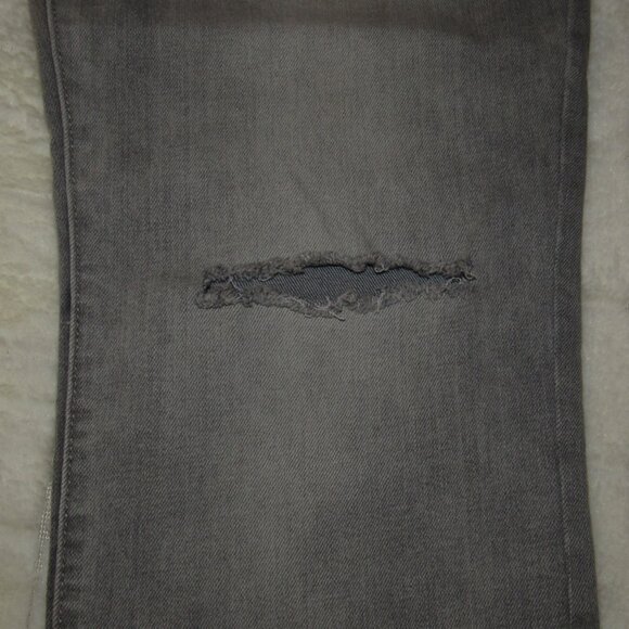 BEST JEANS -DISTRESSED GRAY WASHED BOYFRIEND JEANS--LOOSE-STRAIGHT LEG-STRETCH - Picture 5 of 10